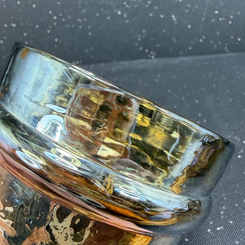 Anthropologie Mercury Glass Votive Candle Holder Gold Silver Metallic 4x4 Pot